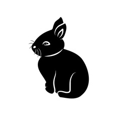 Simple Black Rabbit Silhouette Graphic Illustration