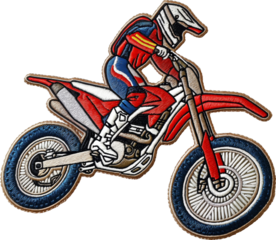 Motocross embroidery patch isolated.