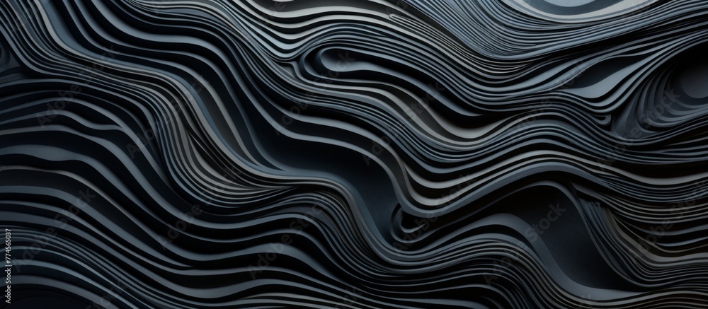 Poster monochromatic backdrop featuring intricate abstract patterns with curved lines in black and white hu