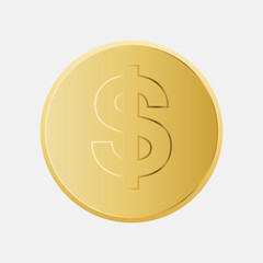 Gold coin sign isolated on a white backgrond.