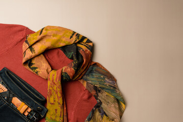 Autumn women's clothing. Top view