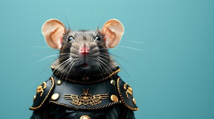 Closeup Stylized Portrait of Adorable Curious Gray Rodent with Whiskers and Expressive Eyes