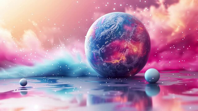 Earth symbol on a beautiful futuristic colorful palette background. World art day concept. 4K Videos