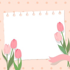 Vector blank note paper with tulips