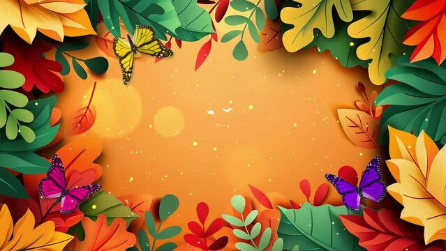 autumn poster background fall floral design. seamless looping overlay 4k virtual video animation background