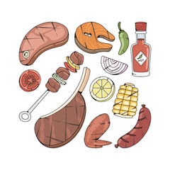 Hand Drawn Barbecue Illustration Set