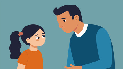 Obraz premium A drawing of a father listening attentively to his teenage daughter as she opens up about her struggles highlighting the importance of