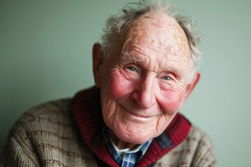 Portrait of an old man with vitiligo and wrinkles. - obrazy, fototapety, plakaty