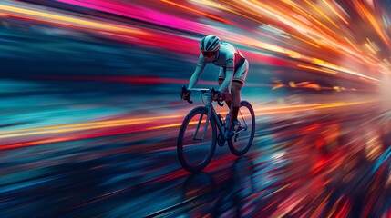 Fototapeta premium 3D Cartoon Cyclist Racing on Vibrant City Track