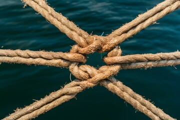 Abstract detail of boat rope adds visual interest to composition