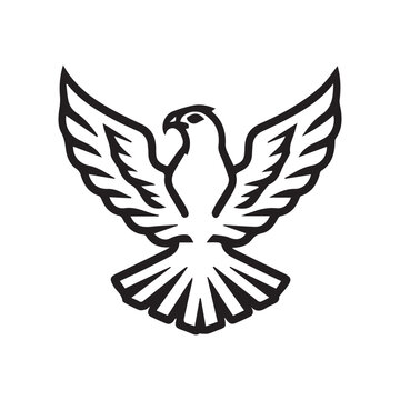 bird eagle logo elegant minimalist, lineart style, black and white line art, white background,