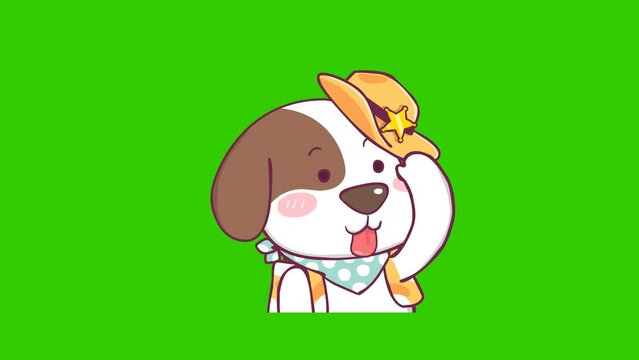 Cute dog animation on green screen