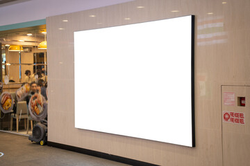 Mockup Blank LED billboard for advertising media display at front of restaurant