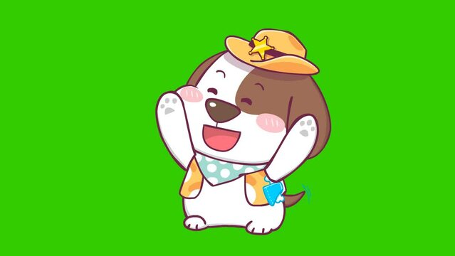 Cute dog animation on green screen