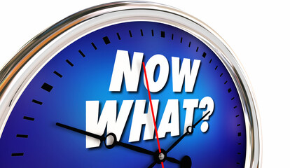 Now What Clock Unknown Uncertainty Future Time Coming Soon 3d Illustration