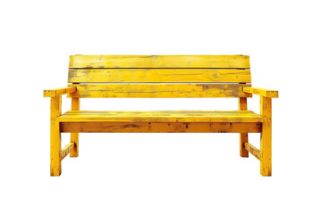 Bench wooden sofa on separate yellow isolated on Transparent - obrazy, fototapety, plakaty