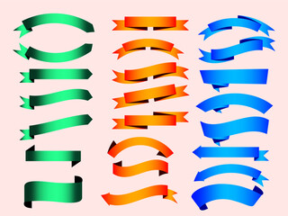 Obraz premium Ribbon elements. Modern simple ribbons collection. Flat banner ribbon for decorative design. Ribbons, Banners, badges, Labels Design Elements.