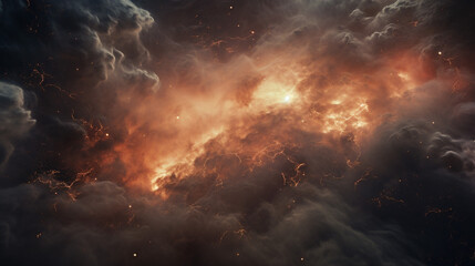 Cosmic dust cloud a captivating astrophotography image. Atmosphere before the rain. - obrazy, fototapety, plakaty