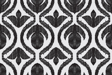 black and white Ikat seamless pattern design