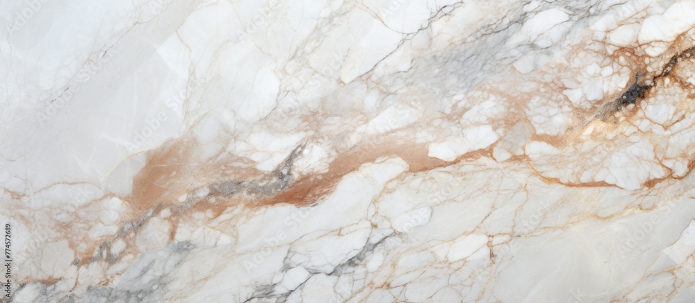 Poster a piece of marble displaying a distinctive brown vein running across the surface, adding character t