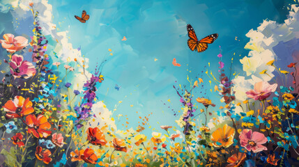 Fototapeta na wymiar painting of beautiful colorful flowers