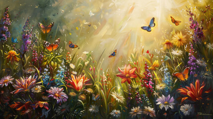 Fototapeta premium painting of beautiful colorful flowers