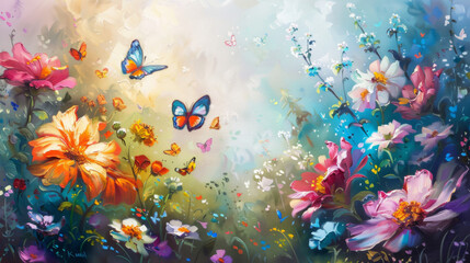 Fototapeta na wymiar painting of beautiful colorful flowers