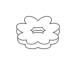 A flower is drawn in black and white. The flower is a small, simple design with a white background