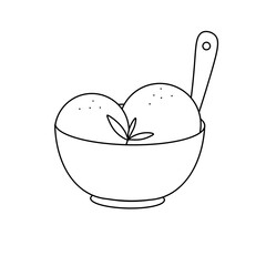 A bowl of ice cream with a spoon in it