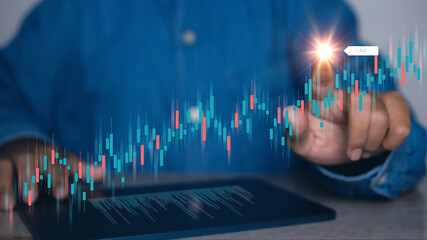 Businessman trading forex stock market. Business financial data.
