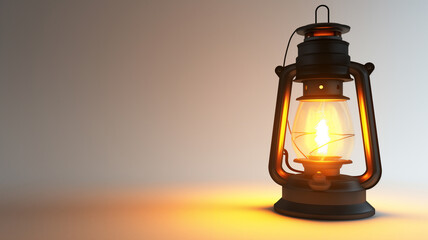 Glowing kerosene lantern on a warm toned background.