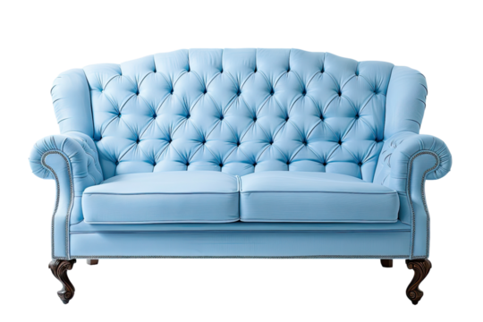 ight blue sofa isolated on transparent