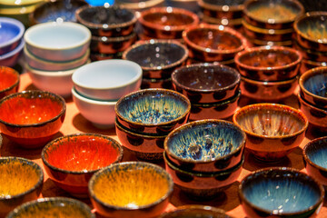 Close-up of exquisite and colorful traditional Chinese Fujian Jianzhan tea cup