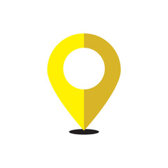 different colors of map pointer icons with soft shadows in a flat style. Vector collection of markers in different colors. Specifies location points of objects on the maps or charts. - obrazy, fototapety, plakaty