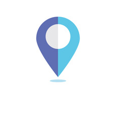 different colors of map pointer icons with soft shadows in a flat style. Vector collection of markers in different colors. Specifies location points of objects on the maps or charts. - obrazy, fototapety, plakaty