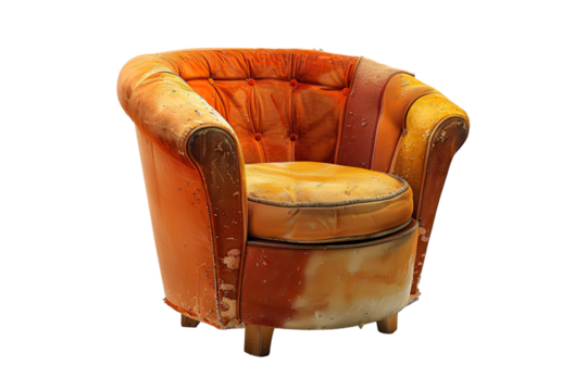  Old retro sixties style chair isolated on transparent