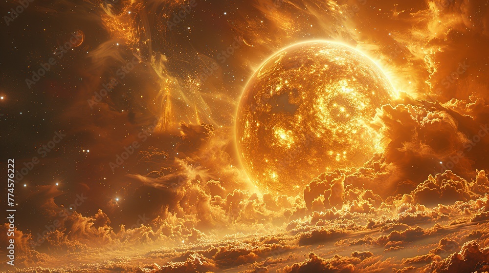 Poster a view of a supernova explosion with its bright light and shockwave visible. supernova destroying pl