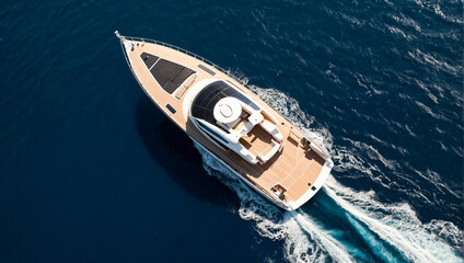 Aerial view of yacht 