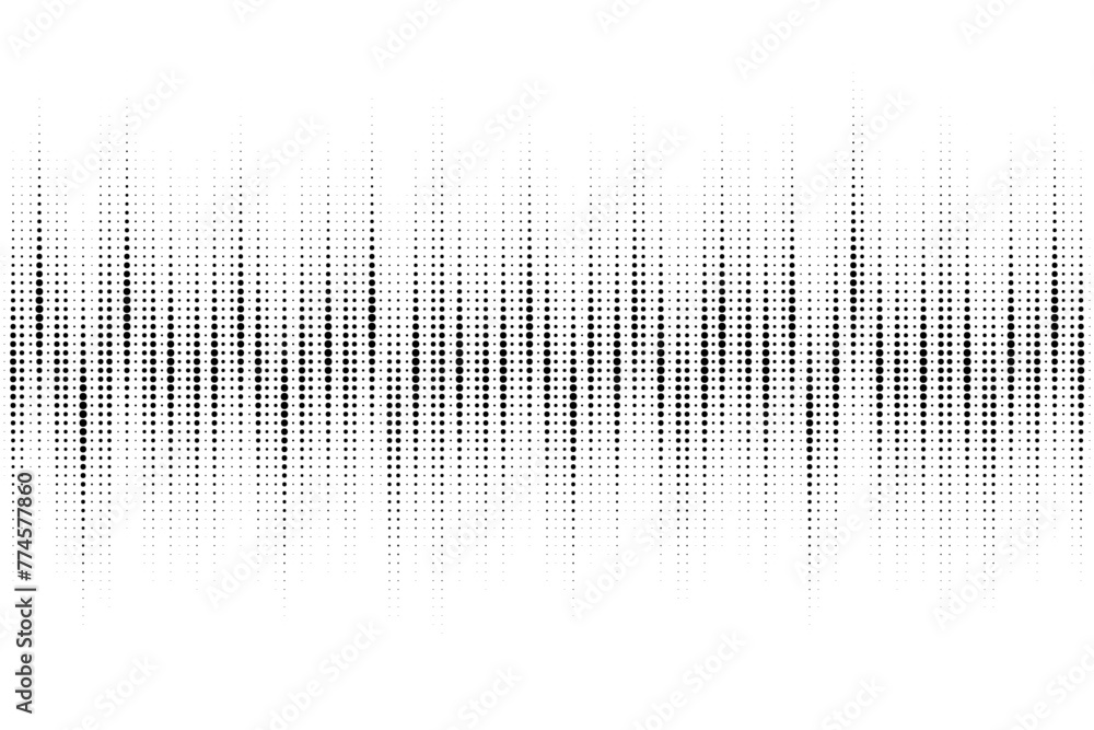 Poster sound wave dotted pattern. vector music halftone background. audio digital frequency border. equaliz