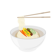 Vector illustration logo South Korea traditional Banquet Noodles or Janchi Guksu 