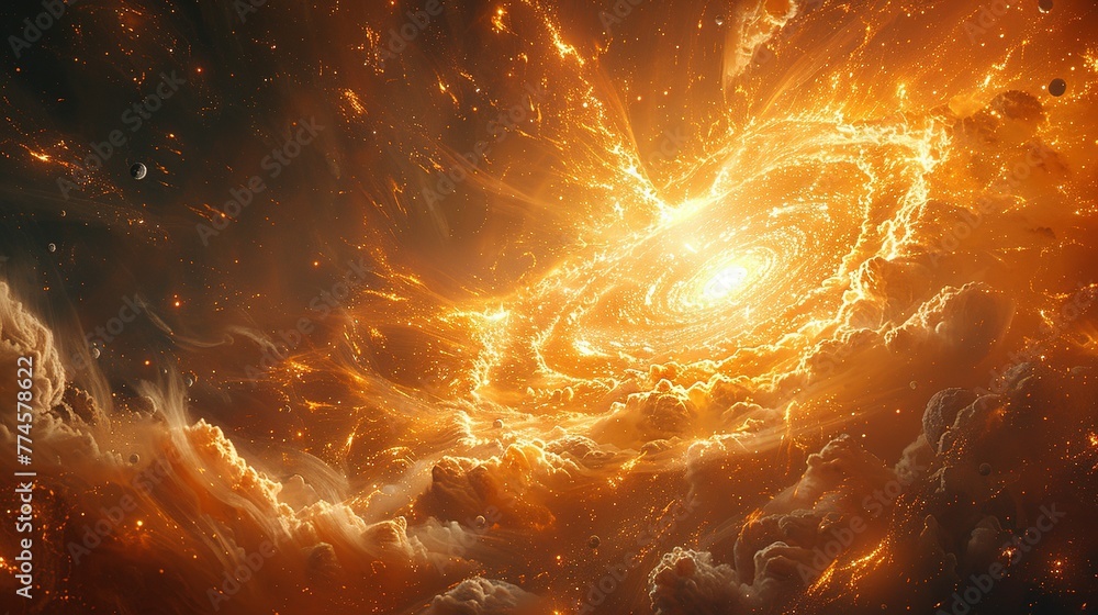 Poster a view of a supernova explosion with its bright light and shockwave visible. supernova destroying pl