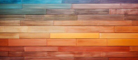 Detailed view of a wooden wall displaying an array of different colors and shades, creating a visually interesting texture