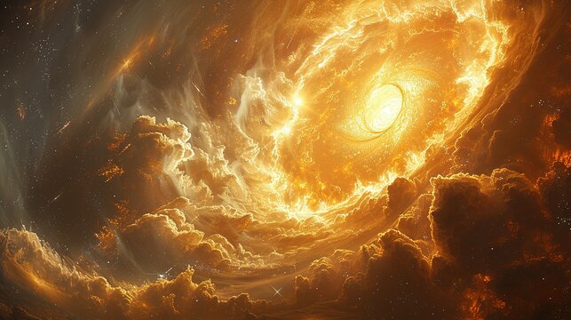 A view of a supernova explosion with its bright light and shockwave visible. Supernova destroying planet, illustration.