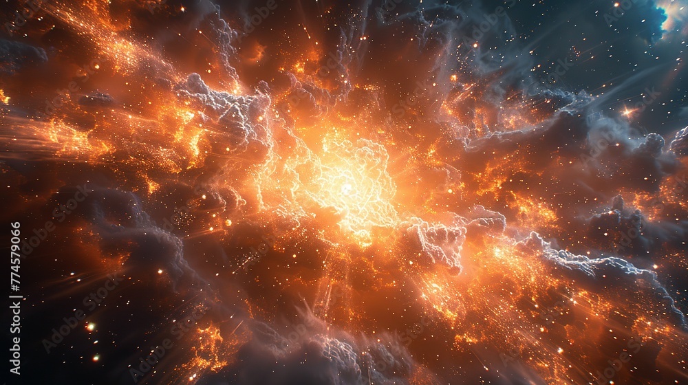 Aufkleber a view of a supernova explosion with its bright light and shockwave visible. supernova destroying pl