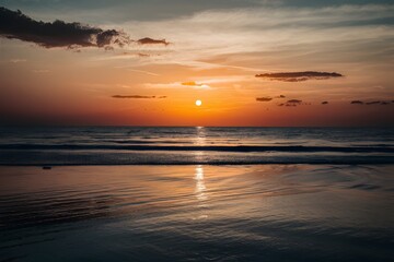 Obraz premium Light reflection on sea surface, tranquil beach scene, serene