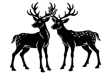 mating  deer silhouette vector illustration