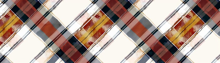 Plaid pattern, Seamless pattern, retro watercolor background
