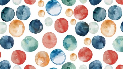 Polka dots, evenly spaced, Seamless pattern, retro watercolor background