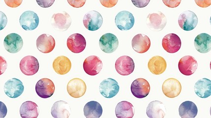Polka dots, medium, Seamless pattern, retro watercolor background