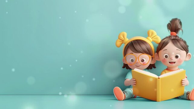 Children Reading Book for Book Day Back to School and Children's Day Concept 4K video